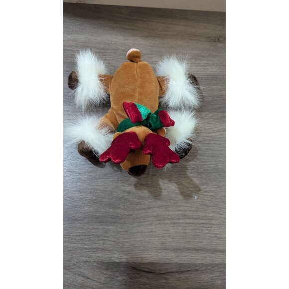 Commonwealth Plush Reindeer Toy With Red Antlers & Green Bow 6"  2005 - Picture 8 of 8